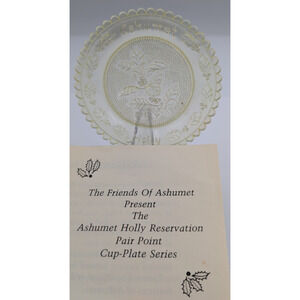 Emily Holly Ashumet Yellow Glass Pairpoint Cup Plate Suncatcher Window Decor VTG